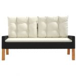 Salon de jardin 4 pcs et coussins Résine tressée et bois massif – Image 4