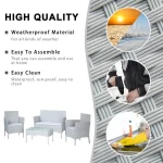 sweeek Salon de jardin en bois 4 places - Ushuaïa - Coussins écrus canapé fauteuils et table basse en acacia design – Image 8