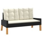 Salon de jardin 4 pcs et coussins Résine tressée et bois massif – Image 3